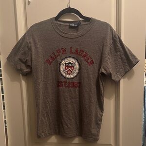 Ralph Lauren Gray Short-Sleeve Logo Tee with Red Accent